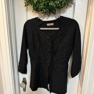 Art & Soul-Black Cardigan w/3 Button at Chest and 3/4 Sleeves-Size Medium